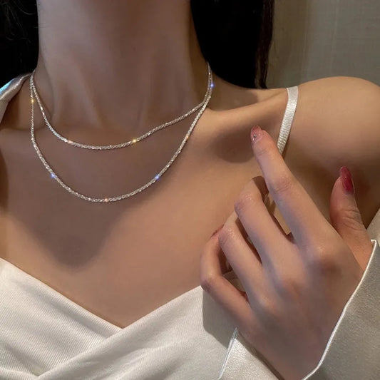 Popular Sparkling Necklace For Women Clavicle Chain Choker Fashion Jewelry Wedding Party Birthday Gift